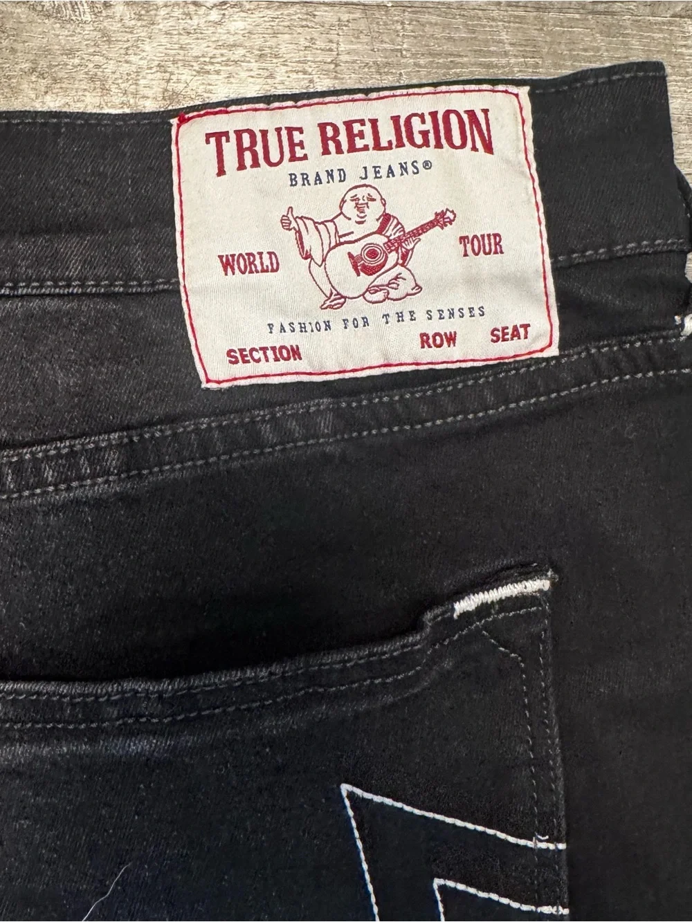 True Religion Rocco Relaxed Skinny Black Wash Denim Jeans Mens Sz. 40